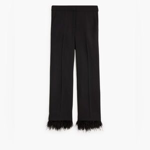 J. Crew Black Cropped Pants with Feather Trim